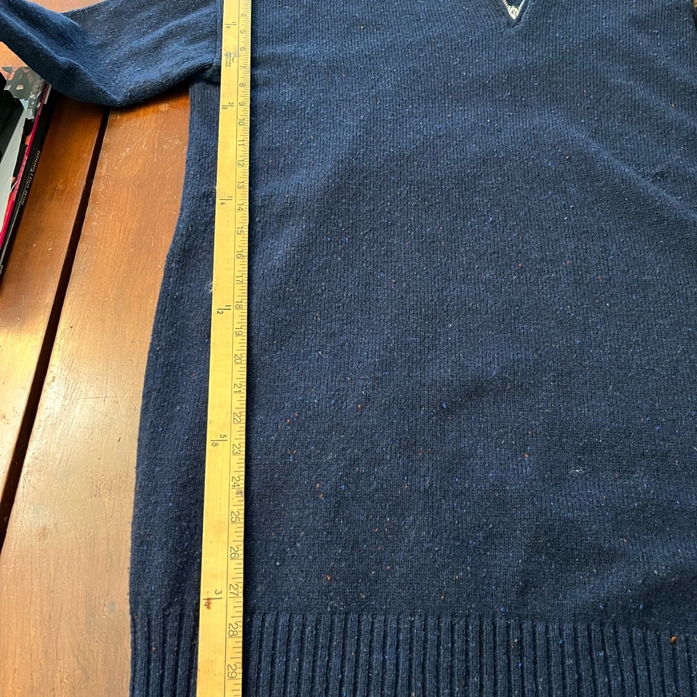 Celtic & Co Flecked Navy Zip Neck Dress - Picture 9 of 10
